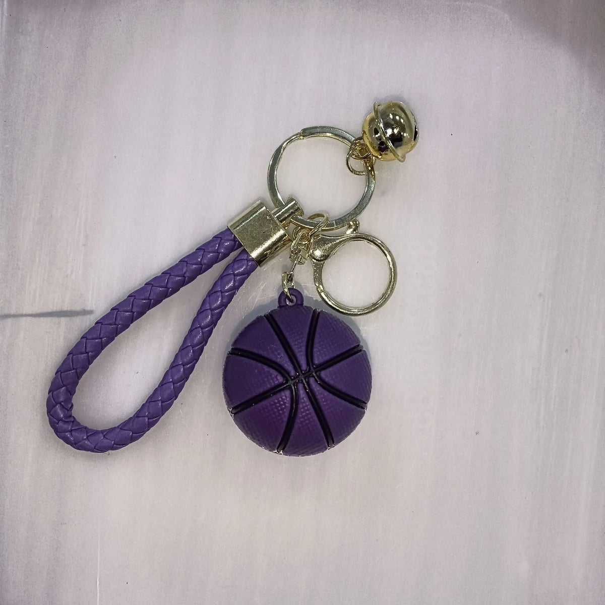 Basketball Keychain with Braided Cord and Bell