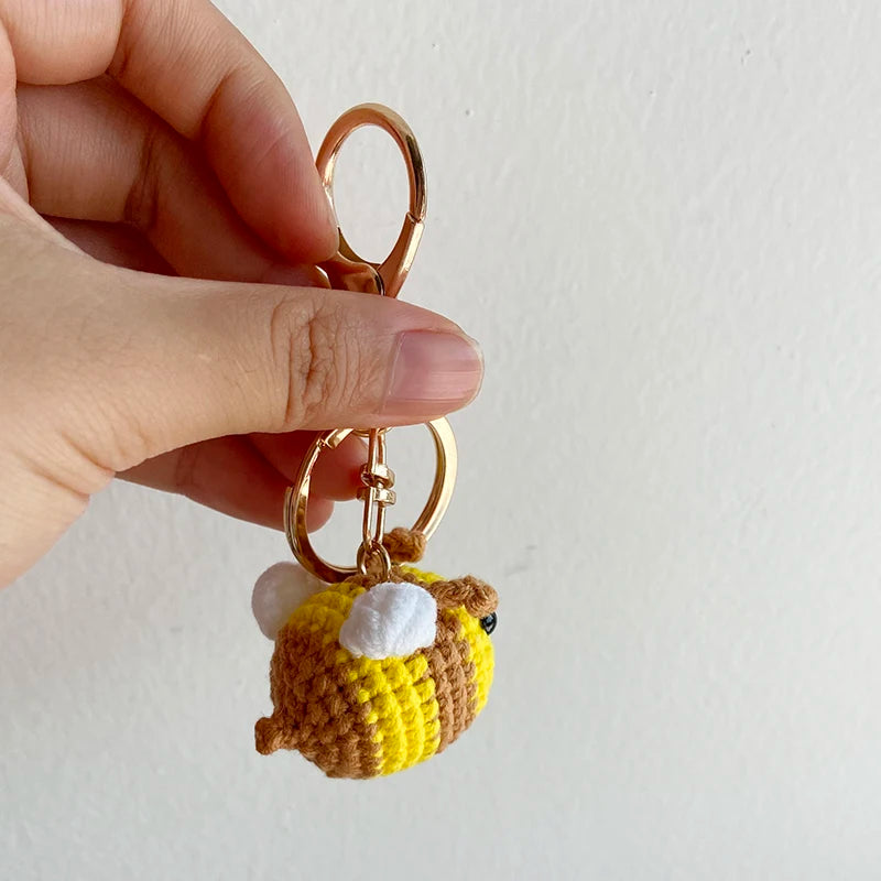 Hand-Crocheted Bee Charm Keychain