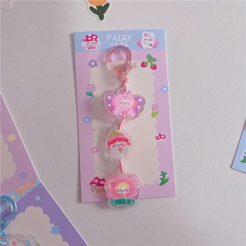 Three-Tier Acrylic Animal Charm Keychain