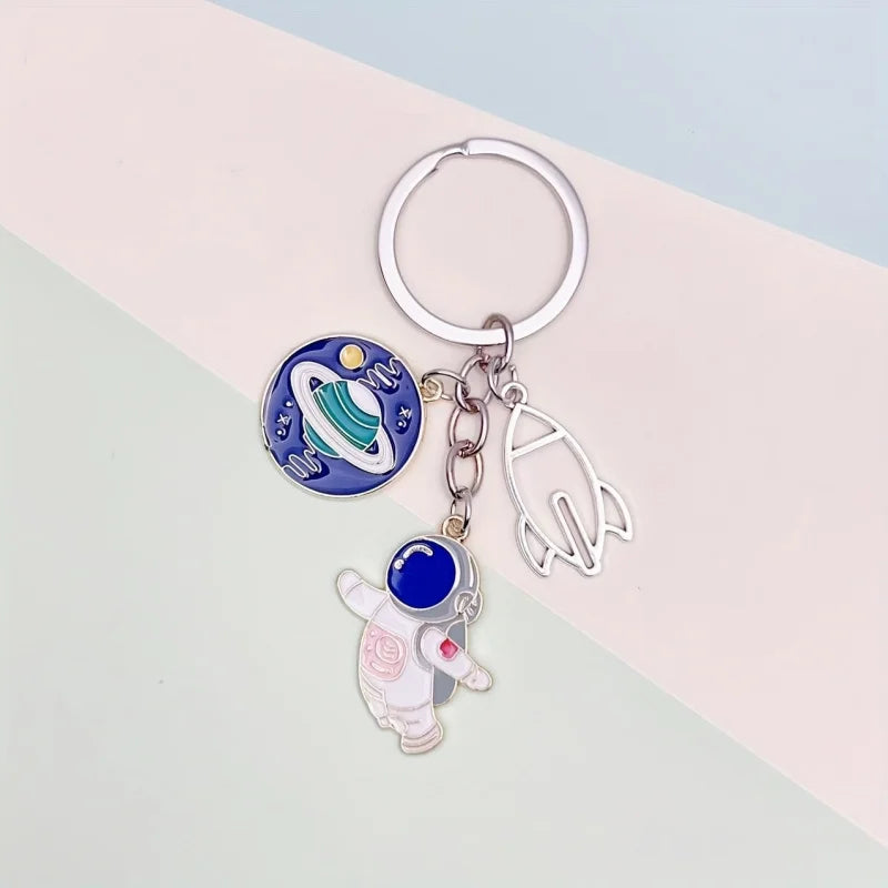 Astronaut and Rocket Space Charm Keychain