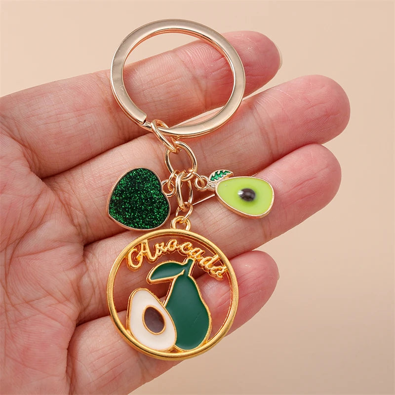 Fruit Enamel Keychain with Gold-Tone Ring