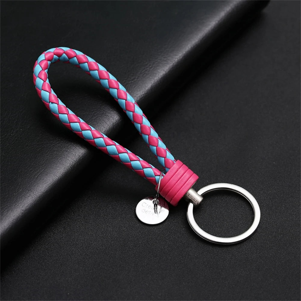 Braided PU Leather Keychain with O-Ring Buckle