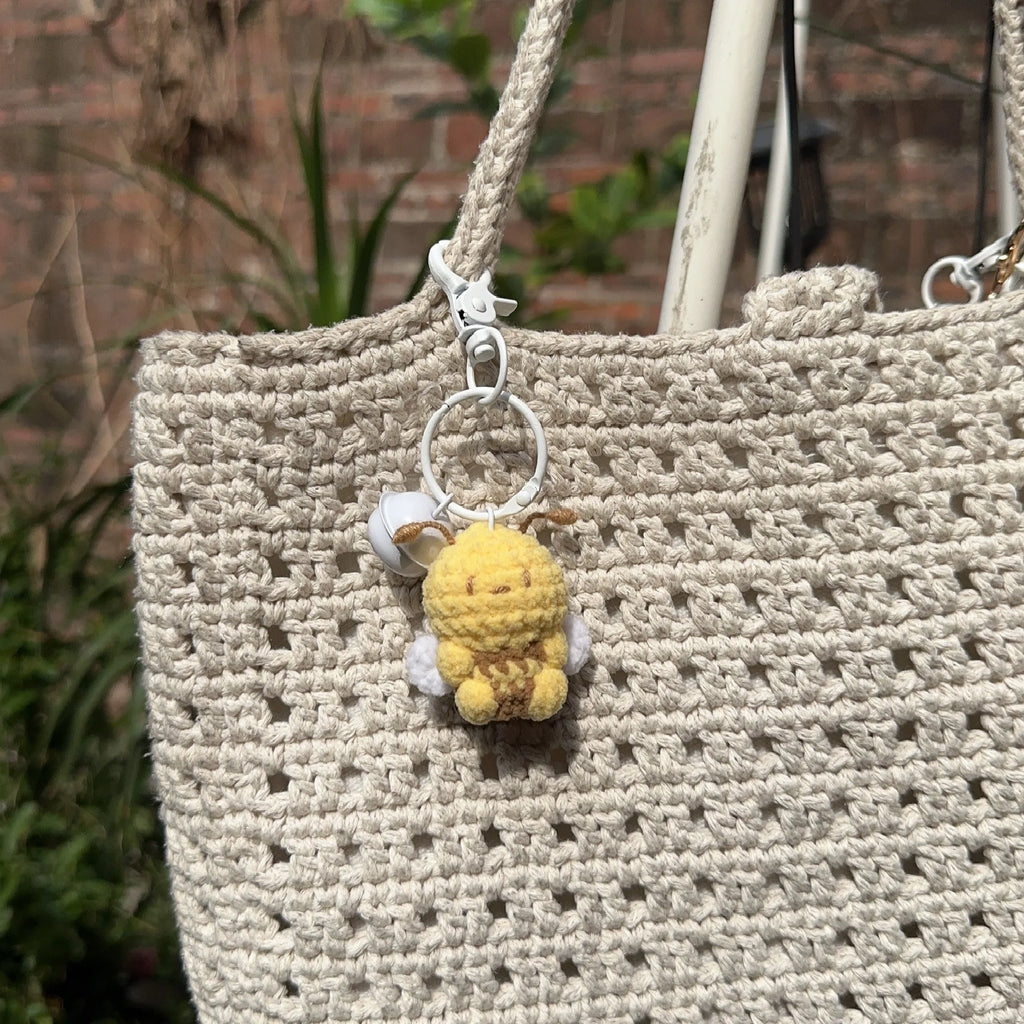 Hand-Crocheted Bee Charm and Keychain