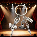 Ballet Dancer Keychain with Silver-Toned Charms