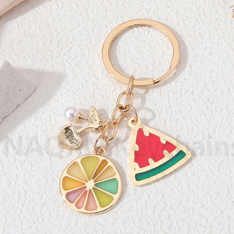Cartoon Fruit Keychain with Zinc Alloy Clasp