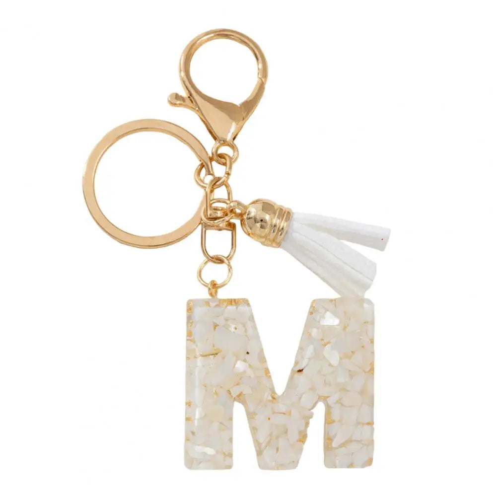Resin Alphabet Letter Keychain with Tassel