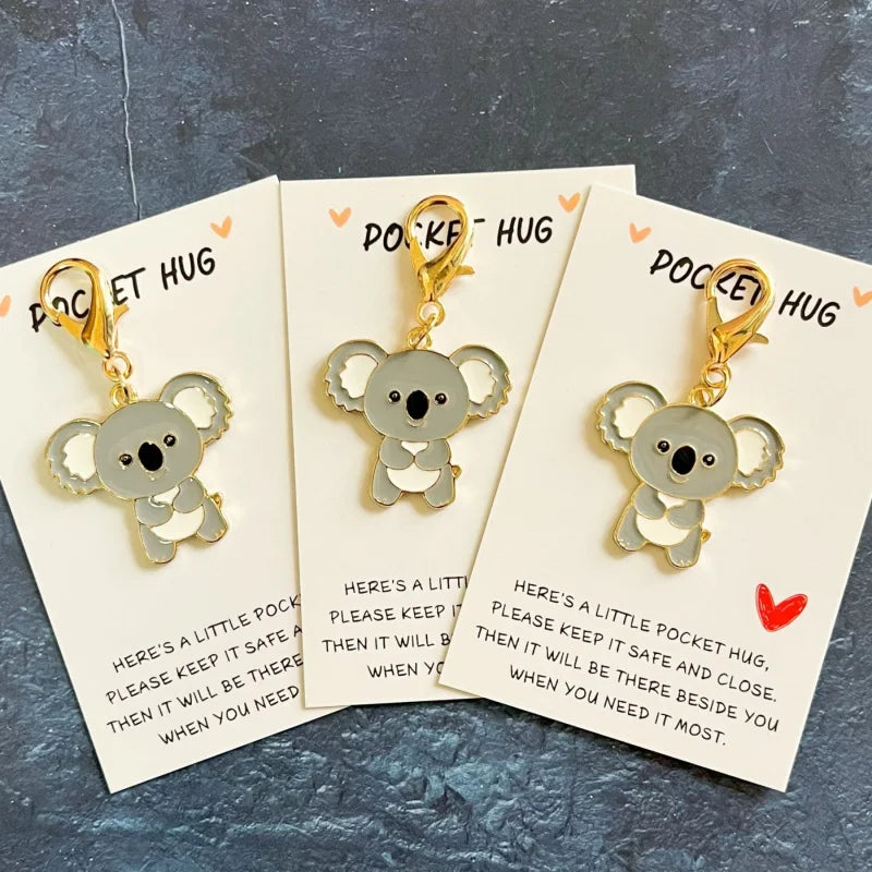 Koala Charm Keychain with Inspirational Hug Card