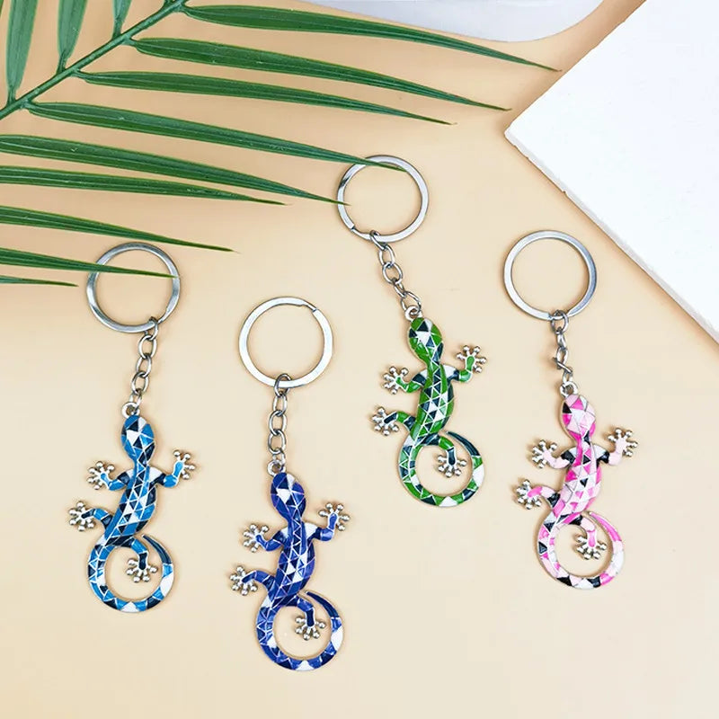 Enamel Gecko Lizard Keychain in Zinc Alloy
