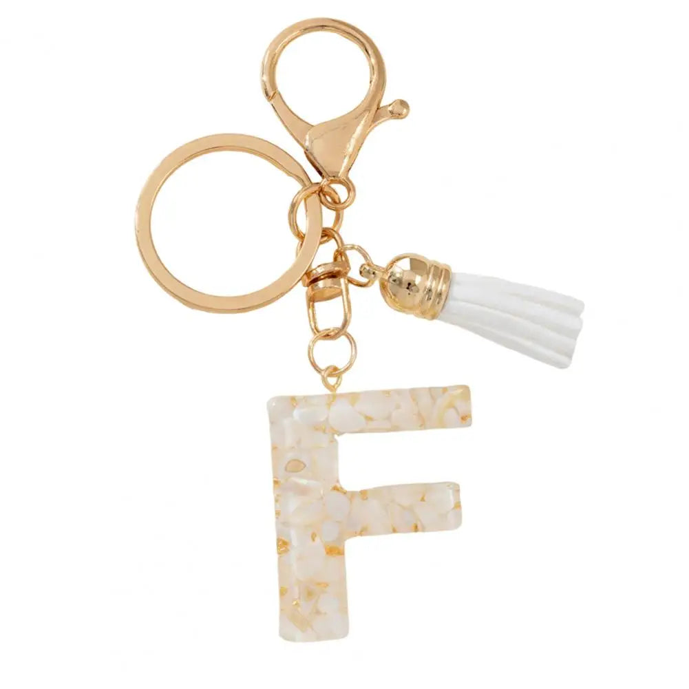 Resin Alphabet Letter Keychain with Tassel