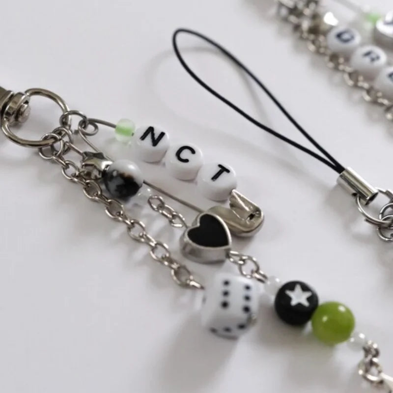Korean NCT/WAKV keychain, Kpop mobile phone charm | Handmade Y2k jewelry keychain