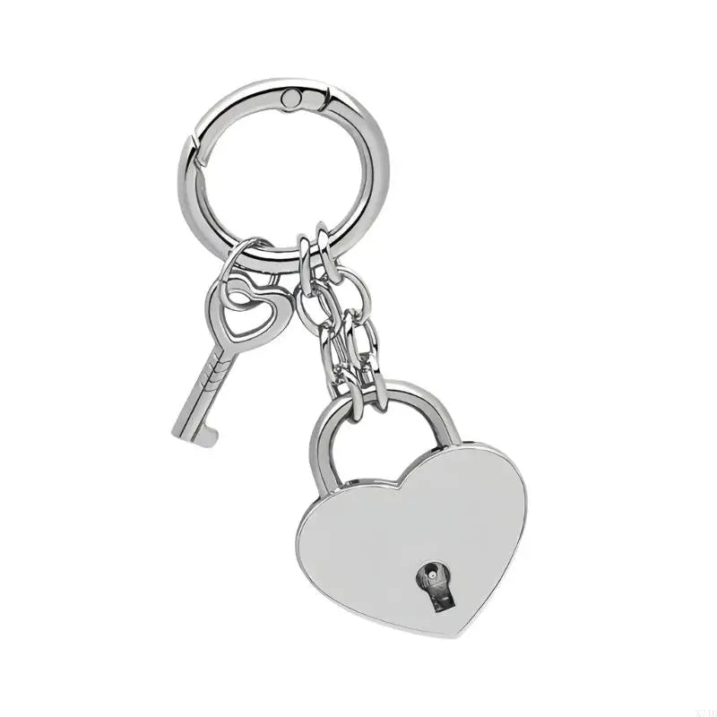 Heart Padlock Bag Charm with Working Key