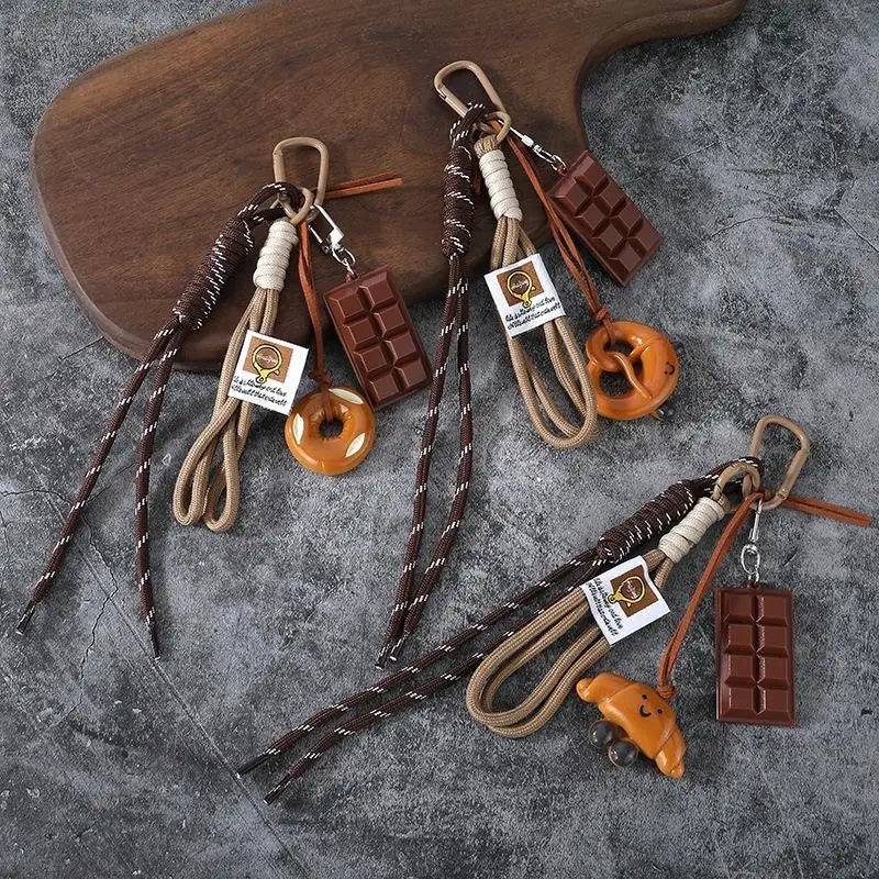 Braided Nylon Keychain with Food Charms