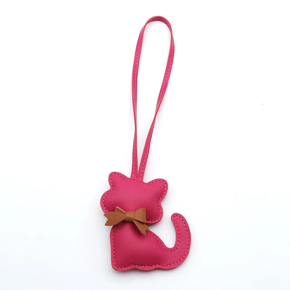 Cat-Shaped PU Leather Keychain