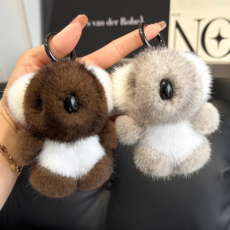 Koala Fur Bag Charm with Spring-Gate Ring