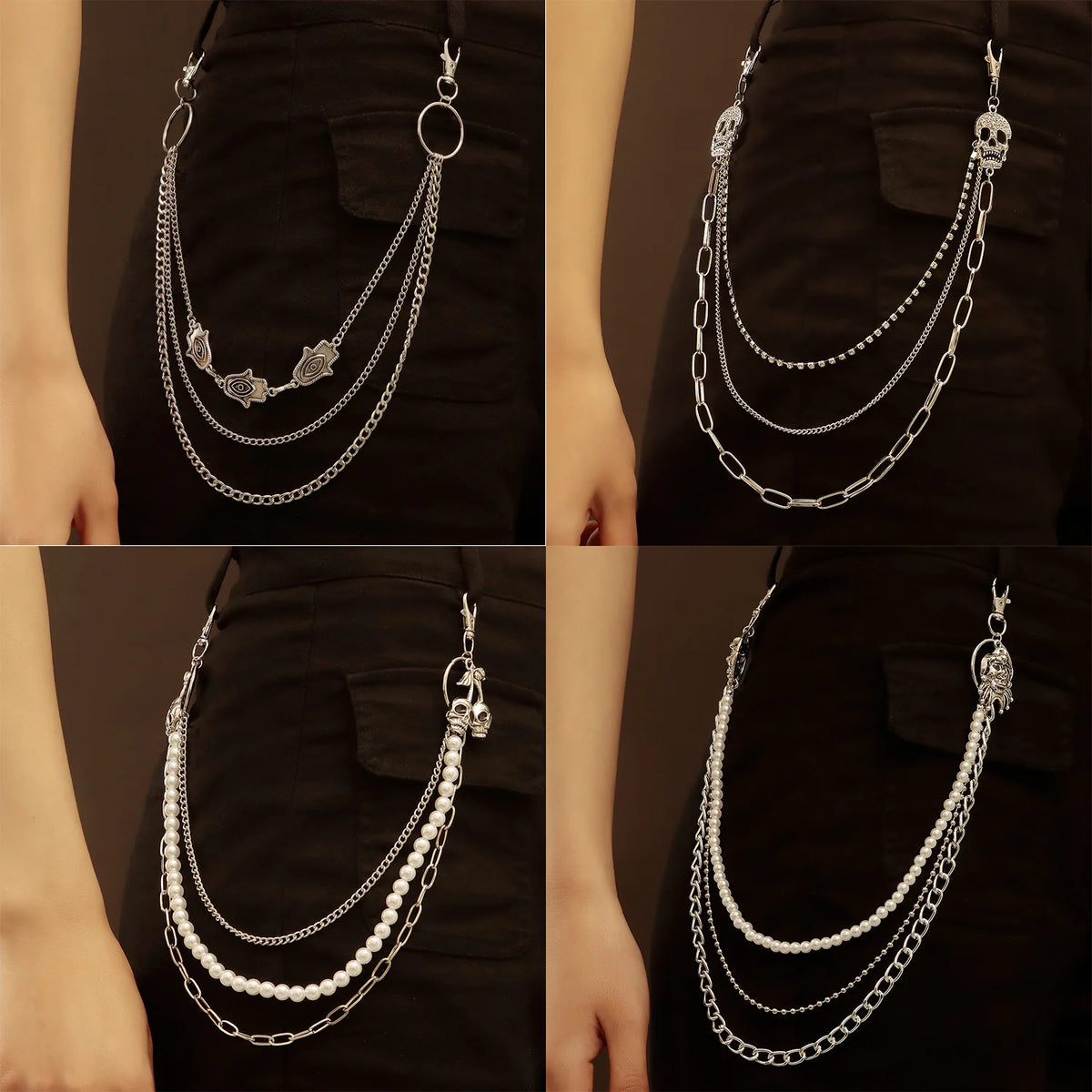 Bag Pendant Punk Street Keychain Trousers Pants Chain Multi Layer Men Chain Wallet Belt Chains Hipster Keyring Hip Hop Jewelry