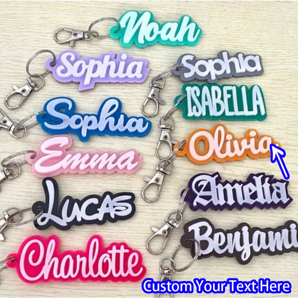 Custom Acrylic Name Keychain with Zinc Alloy Clasp