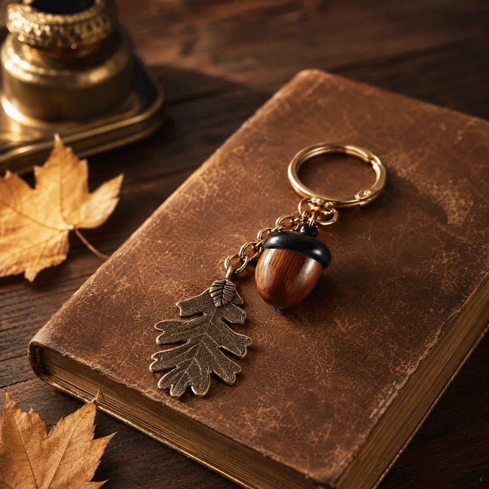 Twist-Open Acorn Keychain Charm with Hidden Compartment