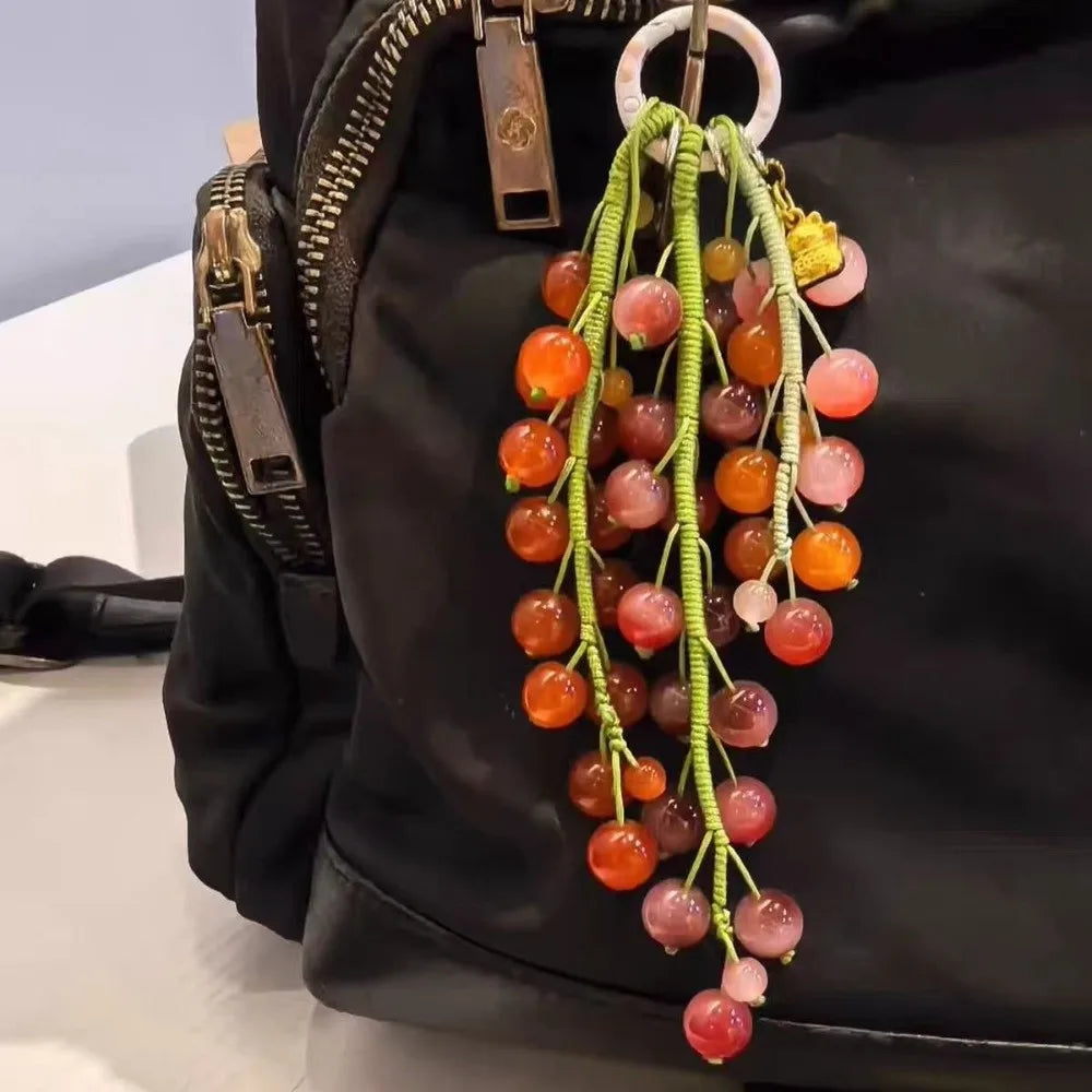 Beaded Grape Cluster Bag Charm