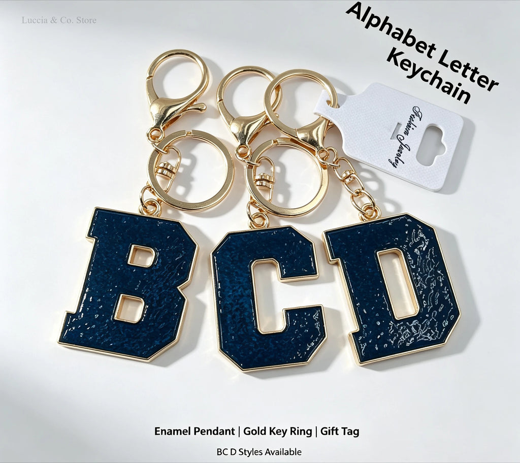 Enamel 26 Alphabet Letter Keychain Pendant Versatile Portable Letter Keyring Charm Decor for Bracelet Necklace Bag Mini Gift