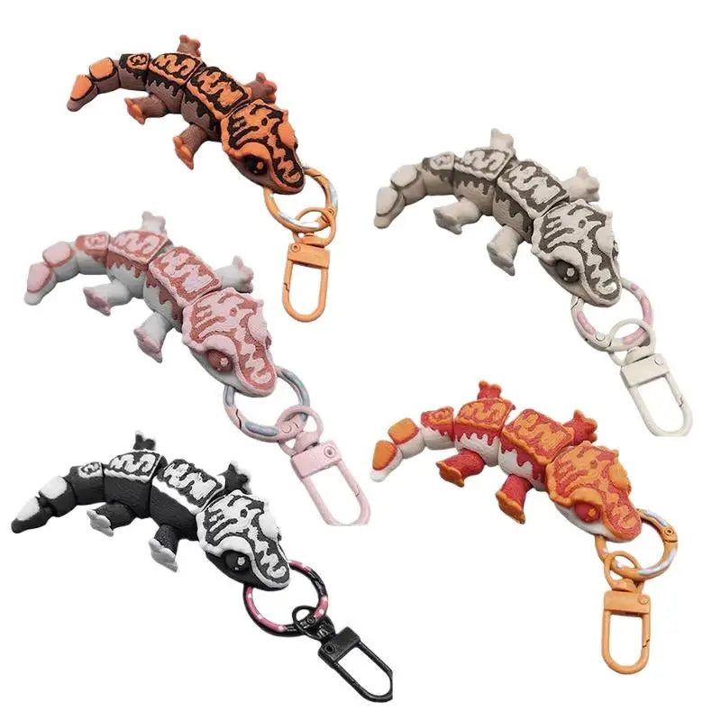 Articulated Gecko Keychain with Movable Limbs