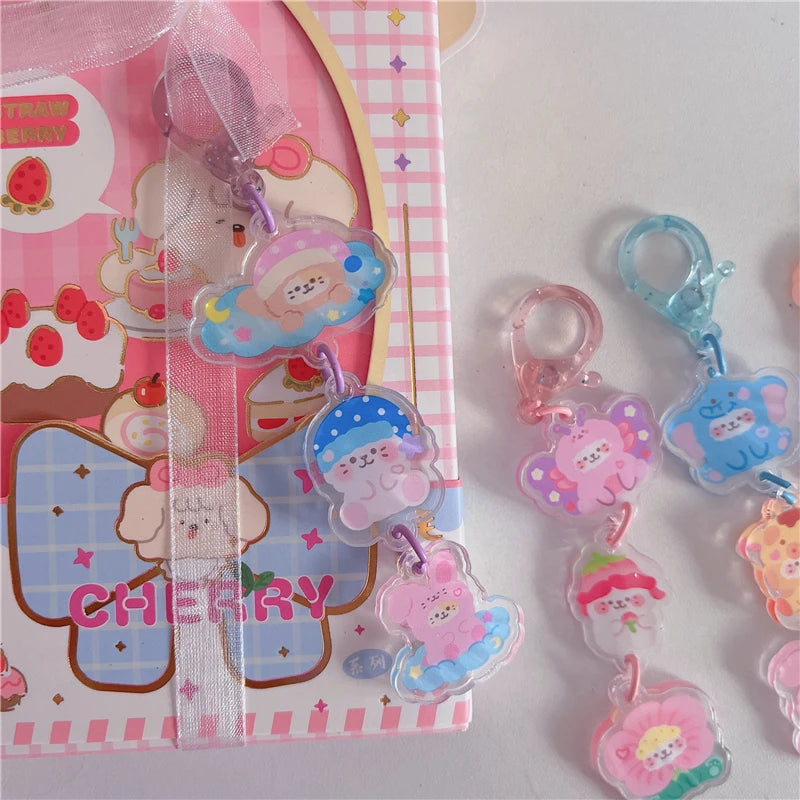 Three-Tier Acrylic Animal Charm Keychain