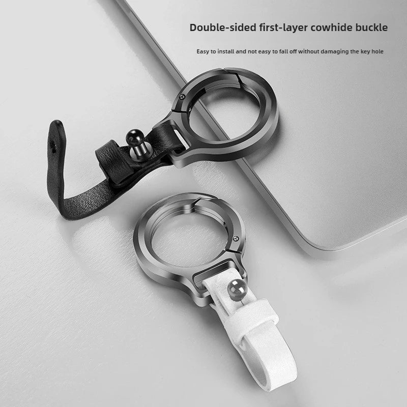 Classic Leather and Metal Car Keychain