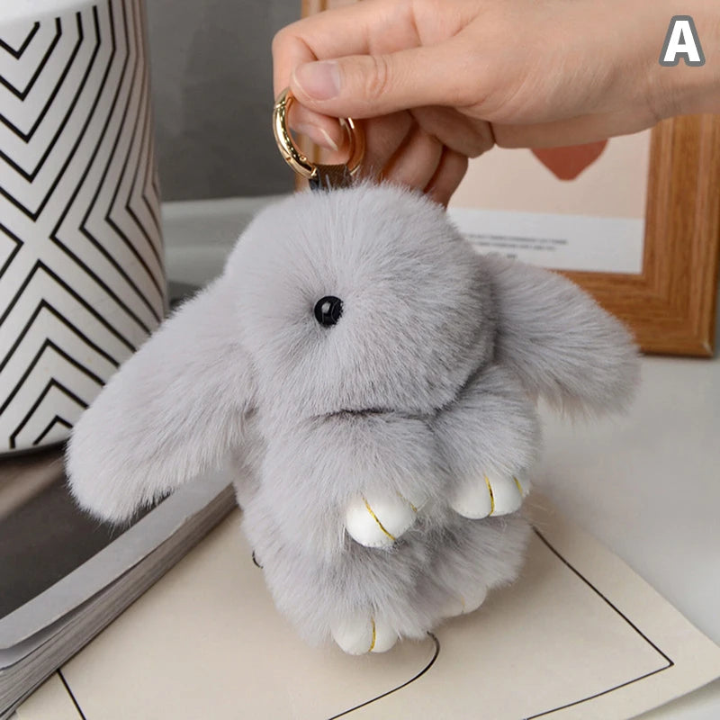 Plush Bunny Bag Charm with Gold-Tone Spring Ring