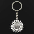 Sunflower Pendant Keychain in Antique Silver Finish