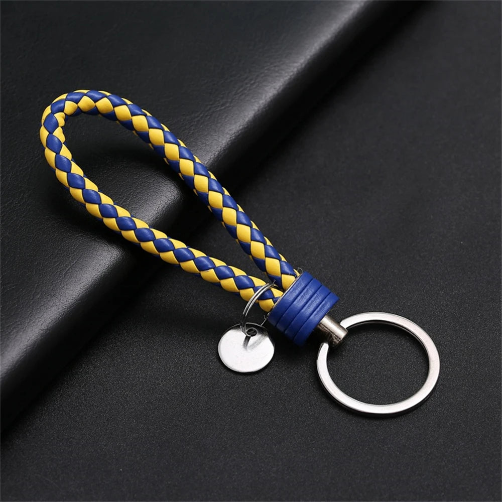 Braided PU Leather Keychain with O-Ring Buckle
