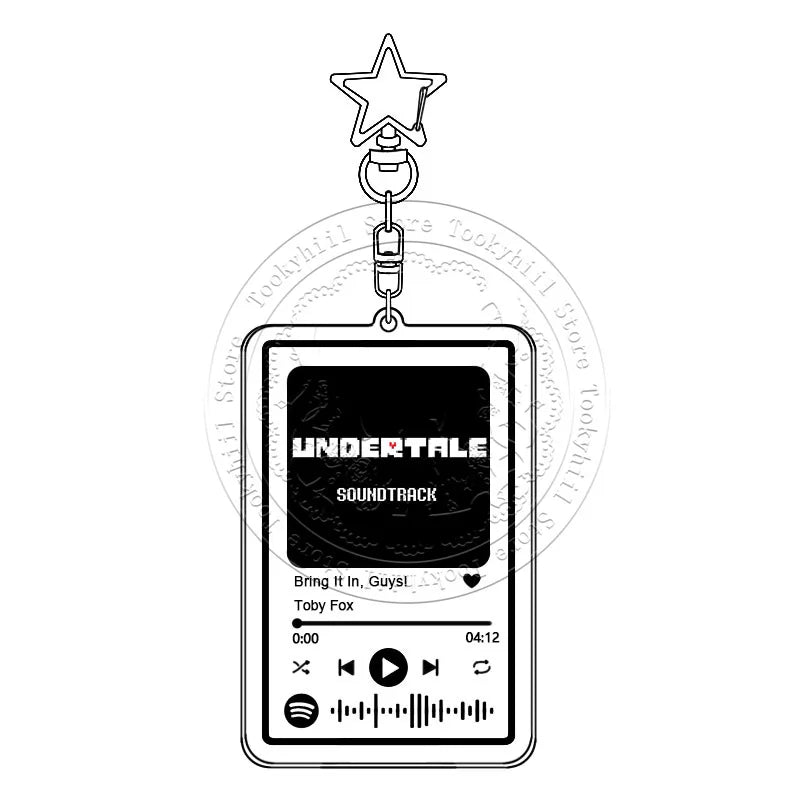 Game-Themed Music-Player Keychain with Star Charm