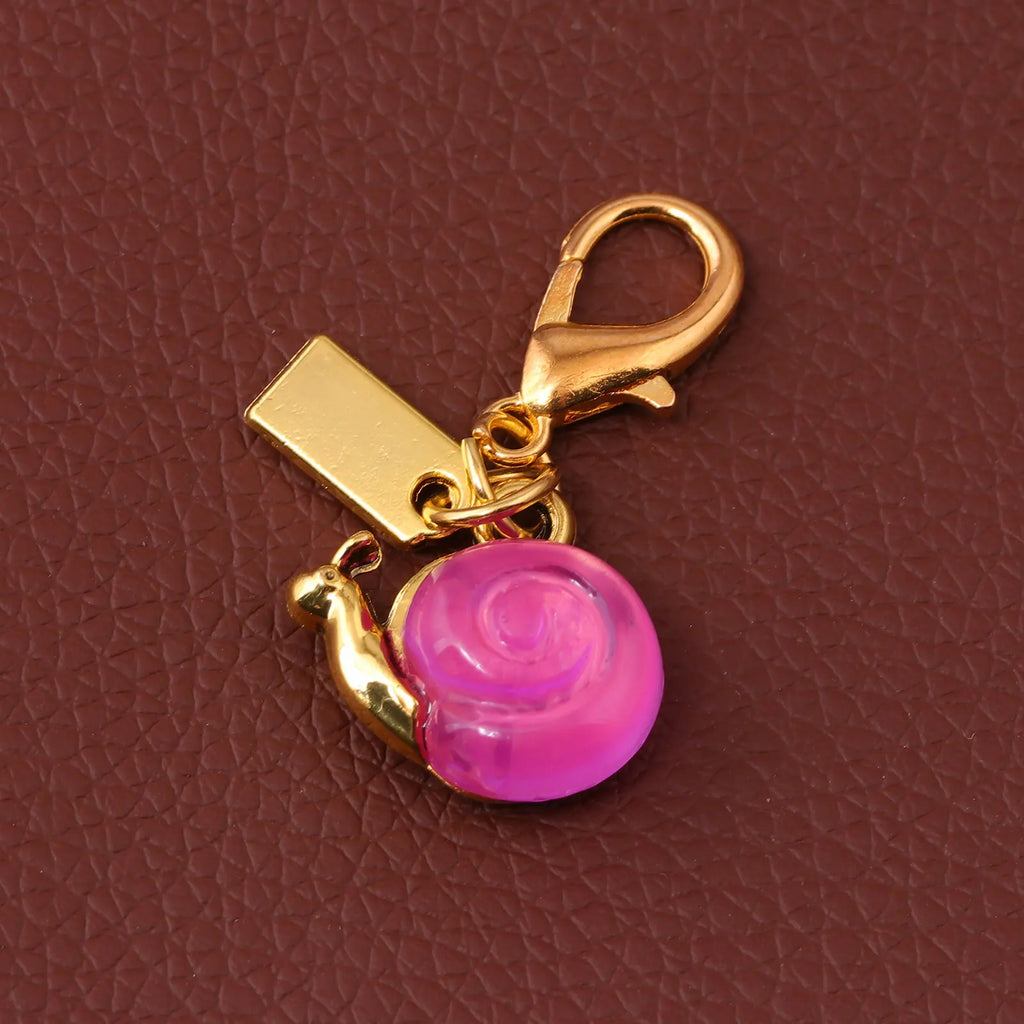 Pink Snail Keychain Charm with Lobster Clasp