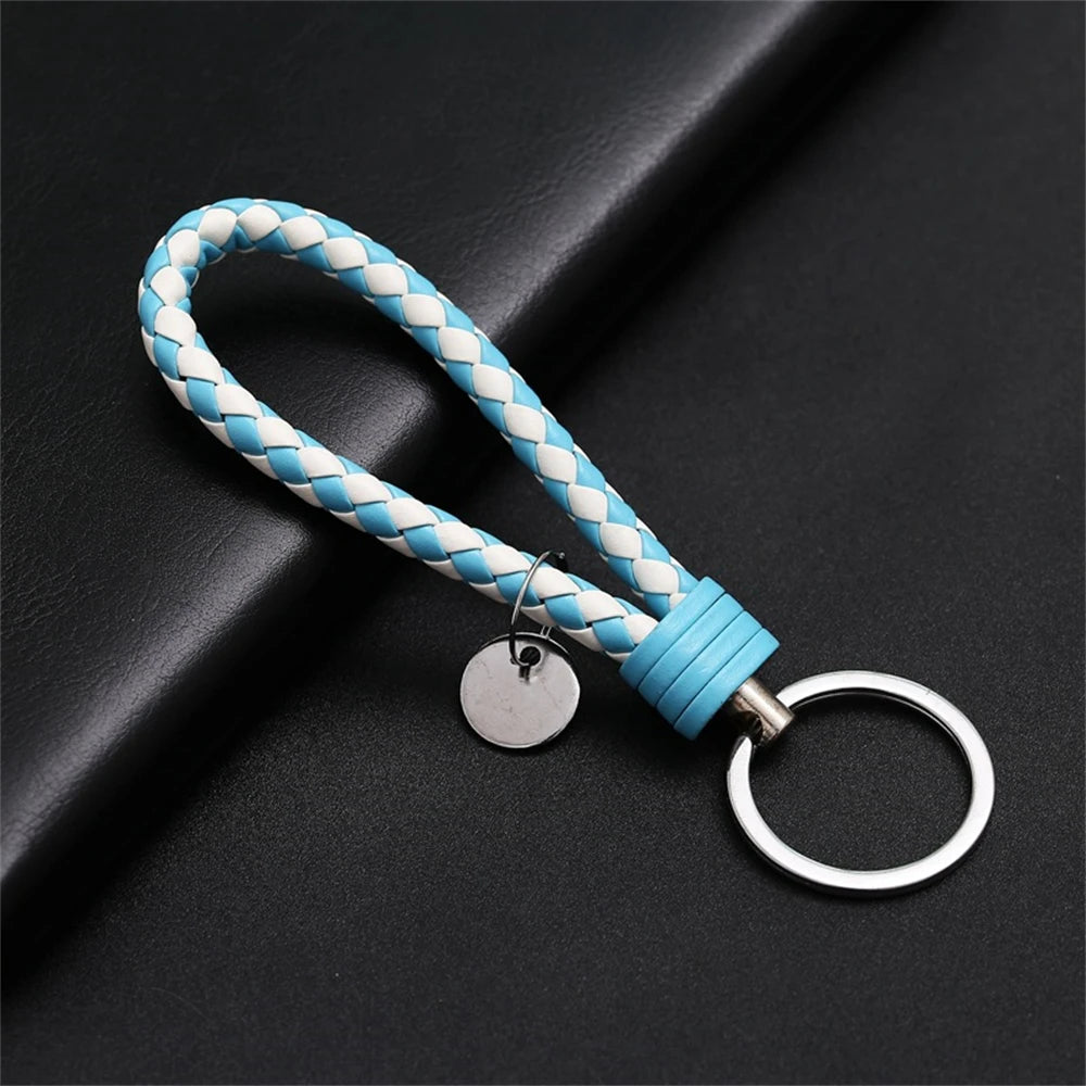 Braided PU Leather Keychain with O-Ring Buckle
