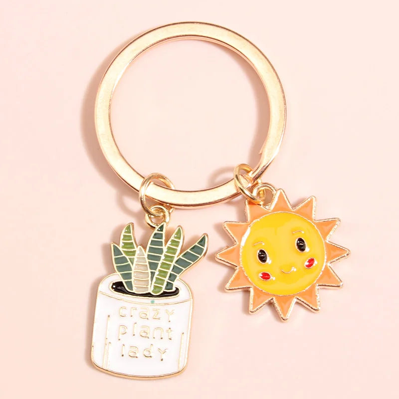 Desert Plant Keychain in Zinc Alloy