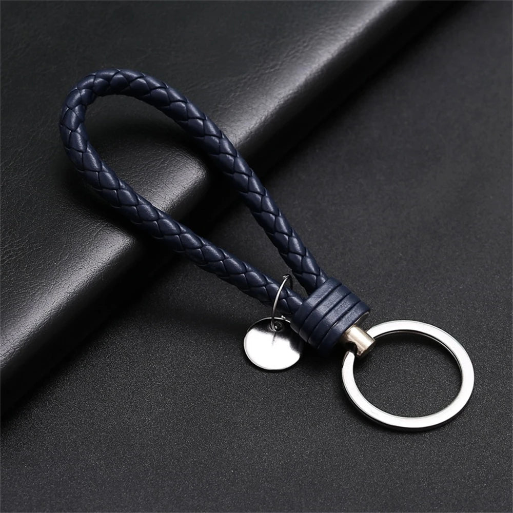 Braided PU Leather Keychain with O-Ring Buckle
