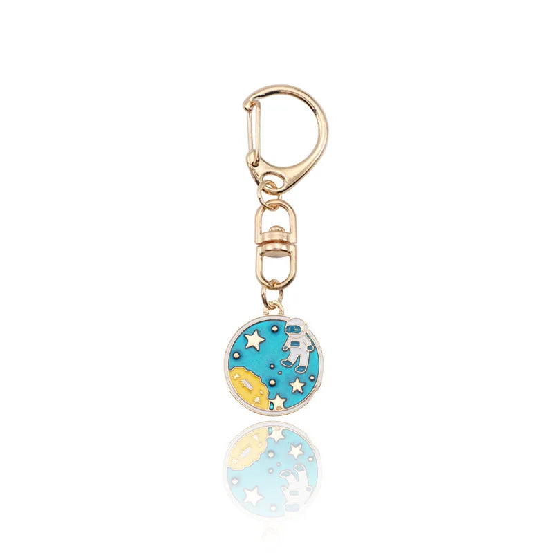 Celestial Space Charm Keychain with D-Shaped Clasp