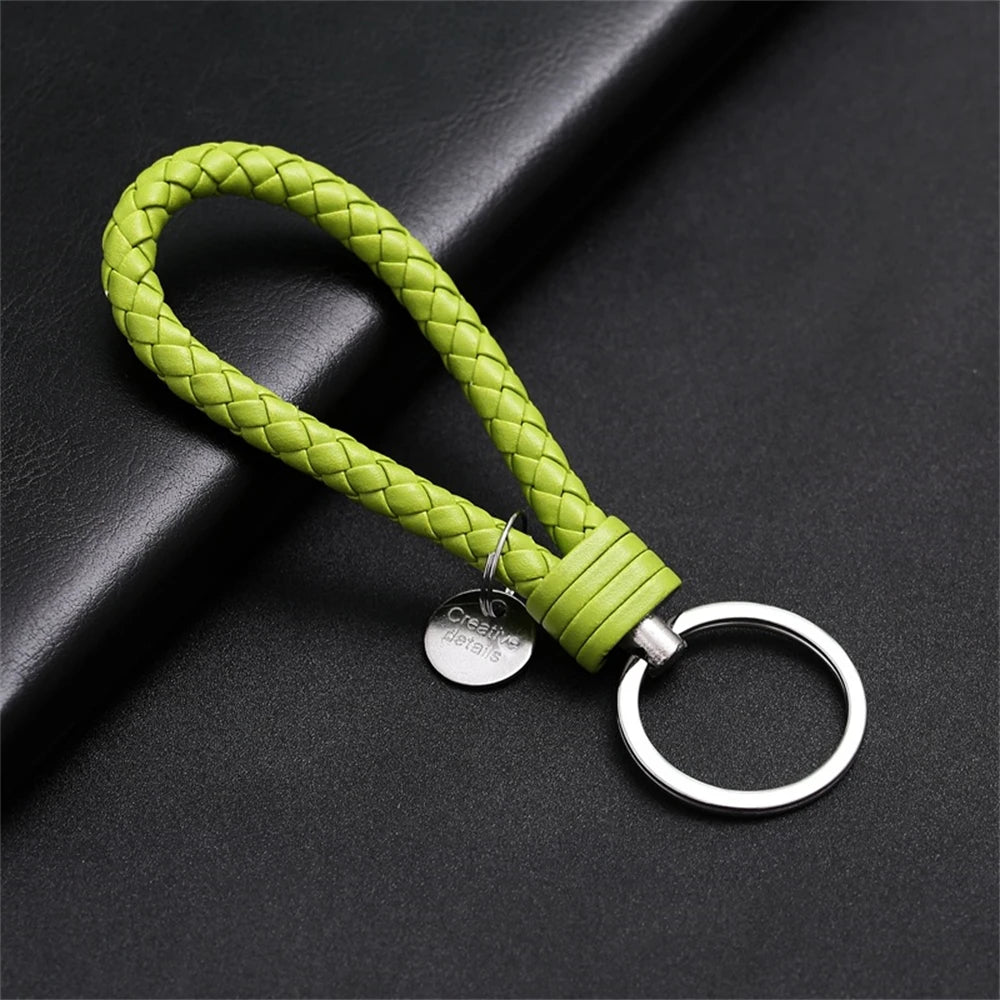 Braided PU Leather Keychain with O-Ring Buckle