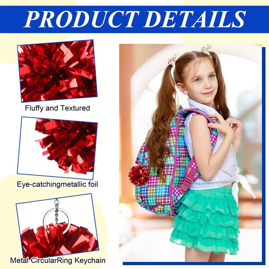 Cheerleading Pom-Pom Keychain with Lobster Clasp