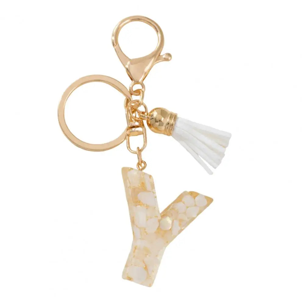 Resin Alphabet Letter Keychain with Tassel