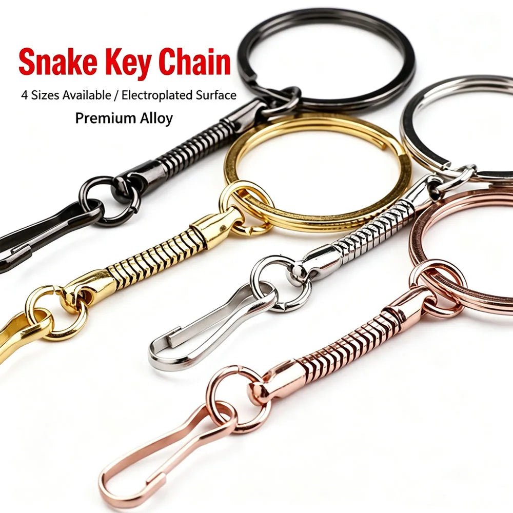 Snake-Chain Key Ring, Spring Snap Hook, Snake-Bone Anti-Loss Lanyard, Metal Key Chain, USB Drive Lanyard, hardware Accessories F
