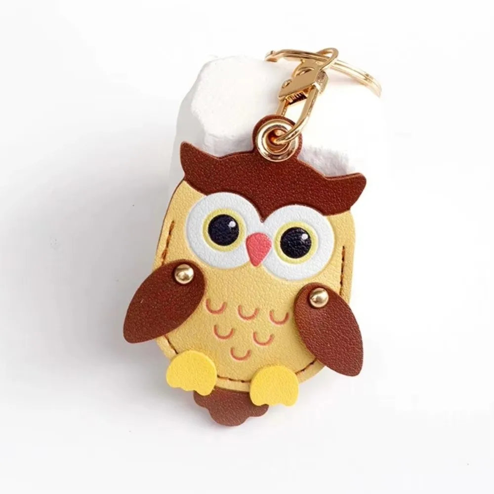 Cartoon Owl Charm Cartoon Owl Keychain PU Leather High Quality Card Holder Keychain Waterproof 2 in 1 Holder