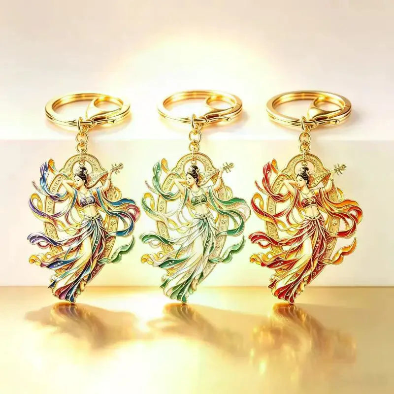 Enamel Blessing Keychain Luxury High End Metal Pendant Premium Bag Charm for Office Lady Bag Decoration