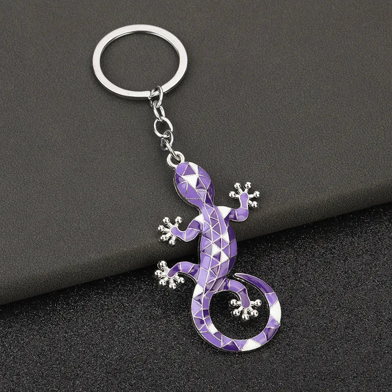 Enamel Gecko Lizard Keychain in Zinc Alloy