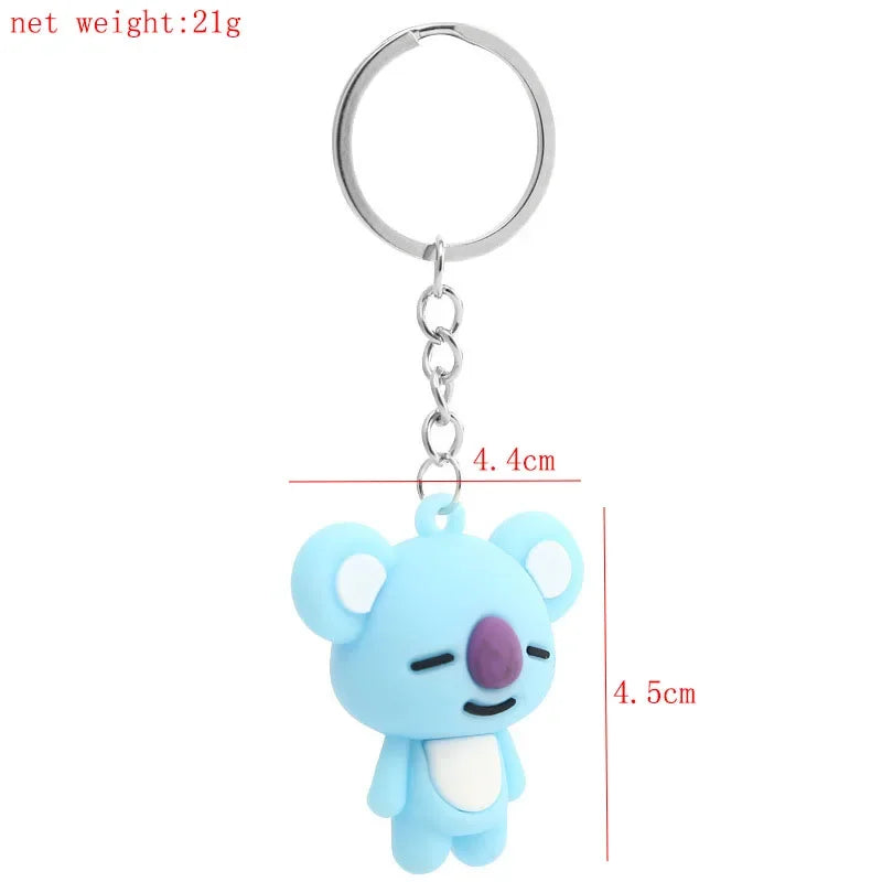 3D Cartoon Koala Keychain with Split Ring