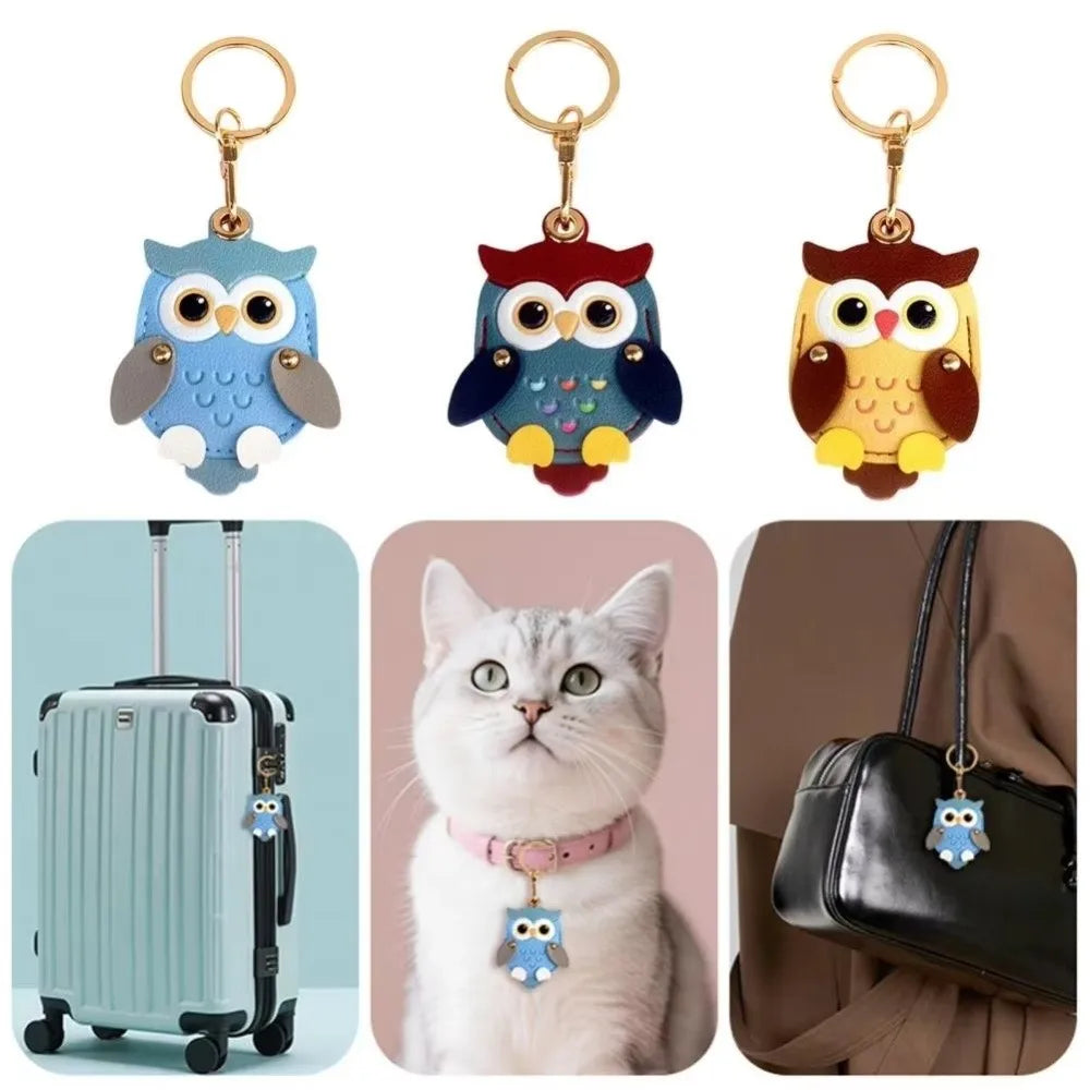 Cartoon Owl Charm Cartoon Owl Keychain Faux Leather High Quality Card Holder Keychain 2 in 1 Holder PU Leather