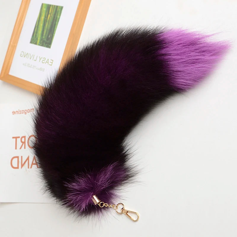 Fox Tail Keychain with Swivel Clasp