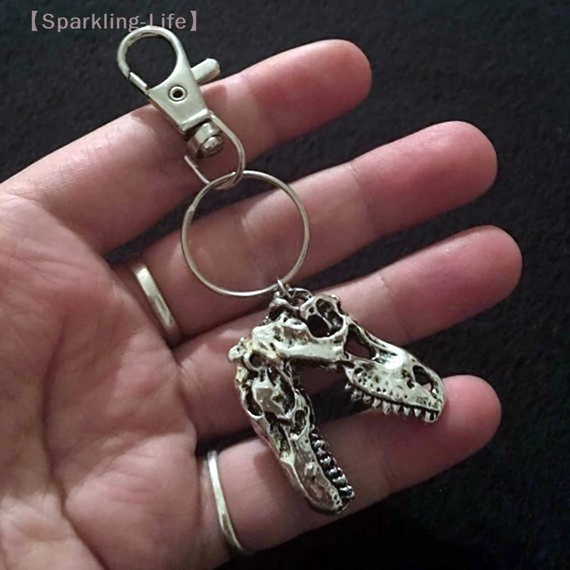 Tyrannosaurus Rex Skull Metal Keychain