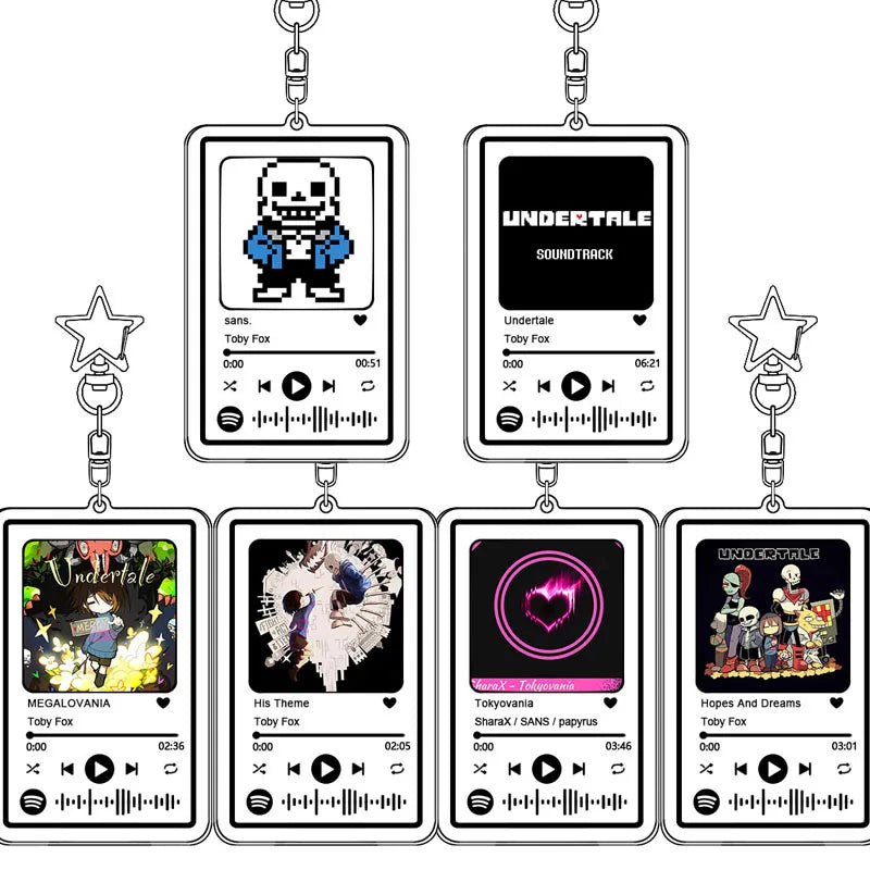 Game-Themed Music-Player Keychain with Star Charm