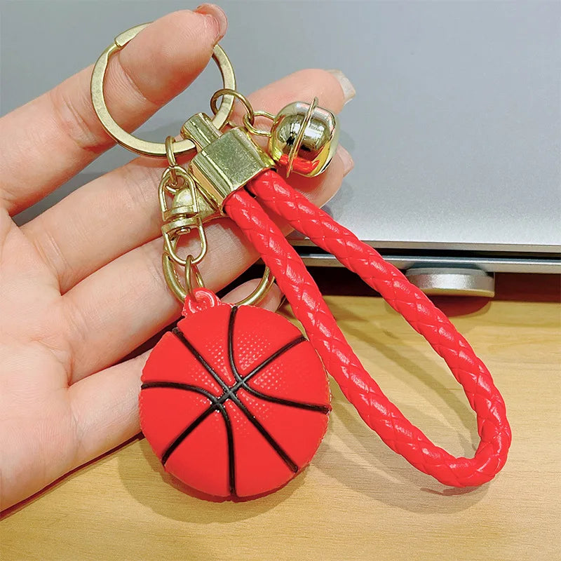 Basketball Keychain with Braided Cord and Bell