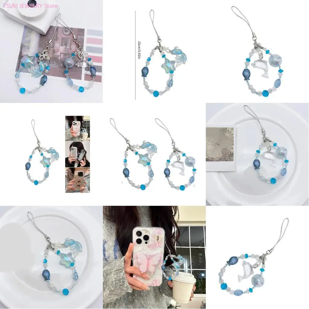 62KE Elegant Acrylic Dolphin/Carp Chain Marine Animal Pendant Keyring Accessory