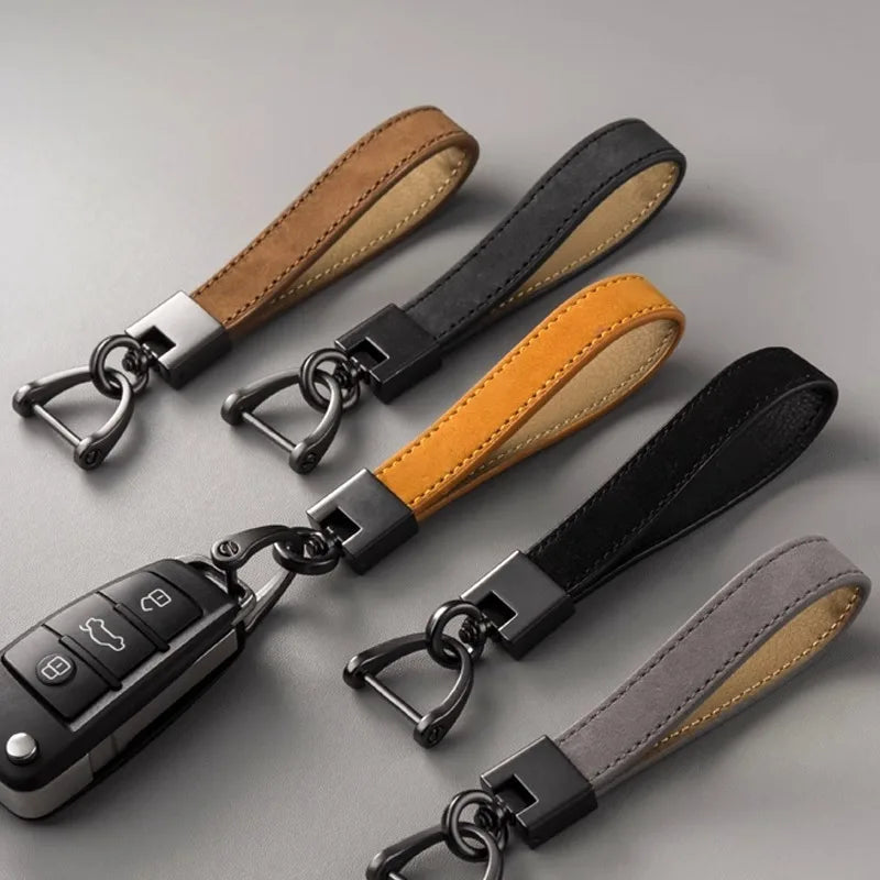 Classic Leather Keychain with Metal Hardware
